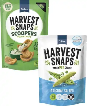 Coles Calbee Harvest Snaps 120g or Scoopers 90g offer