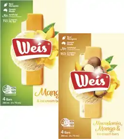 Coles Weis Frozen Dessert Bars-6 Pack 264mL-280mL offer