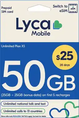 Coles Lyca $25 Starter Pack offer