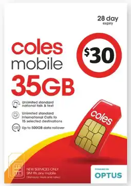 Coles Coles Mobile $30 Prepaid SIM offer