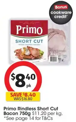 Coles Primo Rindless Short Cut Bacon offer