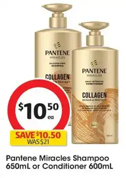Coles Pantene Miracles Shampoo or Conditioner offer