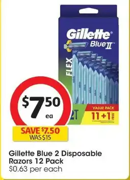 Coles Gillette Blue 2 Disposable Razors offer