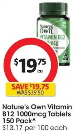 Coles Nature's Own Vitamin B12 1000mcg Tablets offer