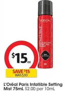 Coles L'Oréal Paris Infallible Setting Mist offer