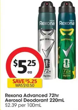 Coles Rexona Advanced 72hr Aerosol Deodorant offer