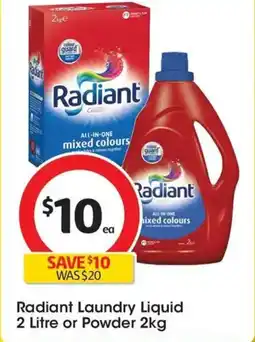 Coles Radiant Laundry Liquid or Powder offer