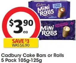Coles Cadbury Cake Bars or Rolls offer