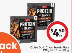 Coles Coles Dark Choc Protein Bars offer