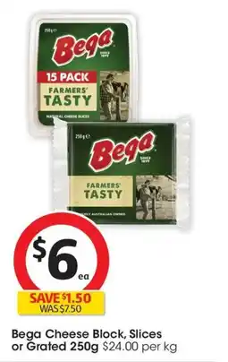Coles Bega Cheese Block Slices or Grated offer
