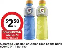 Coles Gatorade Blue Bolt or Lemon Lime Sports Drink offer
