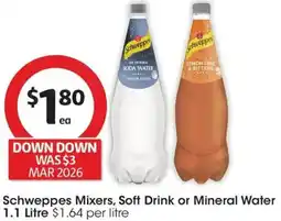 Coles Schweppes Mixers, Soft Drink or Mineral Water offer