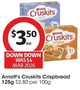 Coles Arnott's Cruskits Crispbread offer