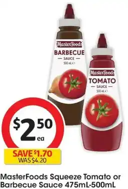 Coles MasterFoods Squeeze Tomato or Barbecue Sauce offer