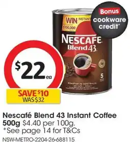 Coles Nescafé Blend 43 Instant Coffee offer