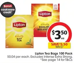Coles Lipton Tea Bags offer