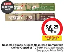 Coles Nescafé Farmers Origins Nespresso Compatible Coffee Capsules offer