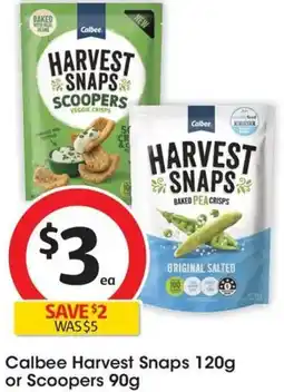 Coles Calbee Harvest Snaps or Scoopers offer
