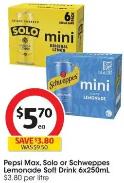 Coles Pepsi Max, Solo or Schweppes Lemonade Soft Drink offer