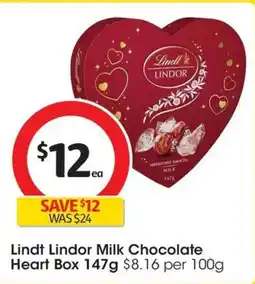 Coles Lindt lindor milk chocolate heart box offer
