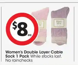 Coles Women's double layer cable women's double layer cable sock 1 pack offer
