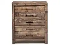 LivingStyles Boston Recycled Pine Timber 5 Drawer Tallboy offer