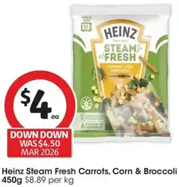 Coles Heinz Steam Fresh Carrots, Corn & Broccoli offer