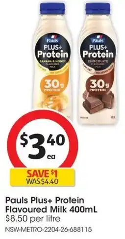Coles Pauls Plus+ Protein Flavoured Milk offer