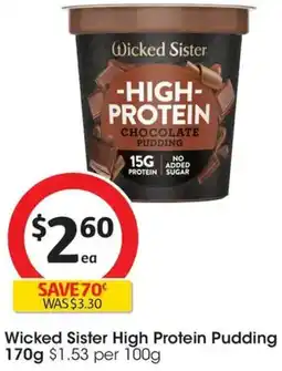 Coles Wicked Sister High Protein Pudding offer