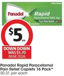 Coles Panadol Rapid Paracetamol Pain Relief Caplets offer