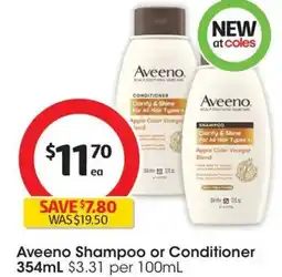 Coles Aveeno Shampoo or Conditioner offer