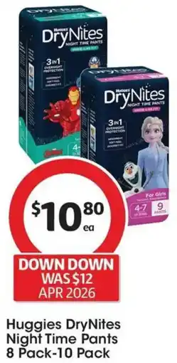 Coles Huggies DryNites Night Time Pants offer