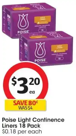 Coles Poise Light Continence Liners offer