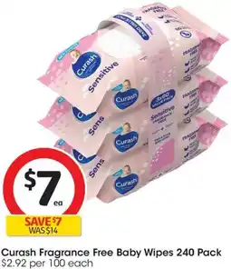 Coles Curash Fragrance Free Baby Wipes offer