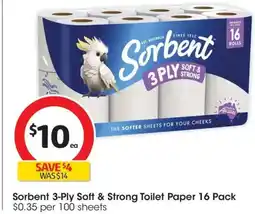 Coles Sorbent 3-Ply Soft & Strong Toilet Paper offer
