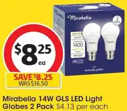 Coles Mirabella 14W GLS LED Light Globes offer