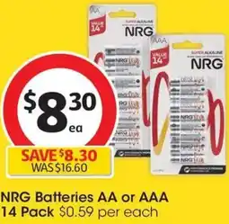 Coles NRG Batteries AA or AAA offer