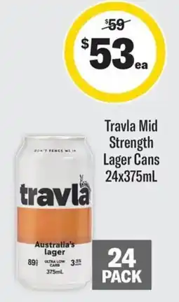 Coles Travla Mid Strength Lager Cans offer