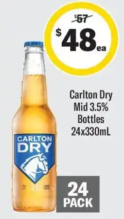 Coles Carlton Dry Mid 3.5% Bottles offer