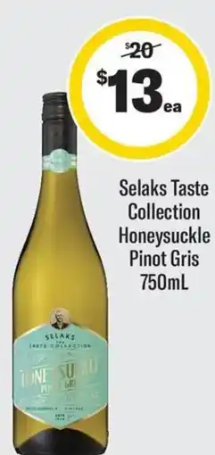 Coles Selaks Taste Collection Honeysuckle Pinot Gris offer