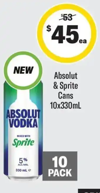 Coles Absolut & Sprite Cans offer