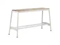 LivingStyles Hunston Metal High Bench with Timber Seat, White offer