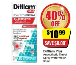 Chemist Discount Centre Difflam Plus Anaesthetic Throat Spray Watermelon 30ml offer