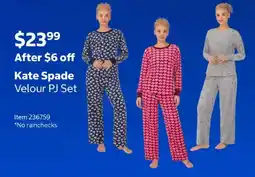 Costco Kate Spade Velour PJ Set offer