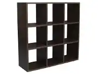 LivingStyles Cube Mahogany Timber Display Shelf, 9 Compartment, Chocolate offer