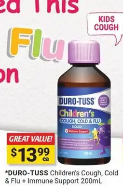 Cincotta Chemist DURO-TUSS Children's Cough, Cold *& Flu + Immune Support 200mL offer