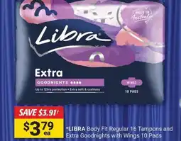 Cincotta Chemist LIBRA Extra Goodnights with Wings 10 Pads offer