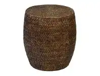 LivingStyles Savannah Rattan Drum Side Table, Tobacco offer
