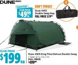 Anaconda Dune 4WD King Titan Deluxe Double Swag offer
