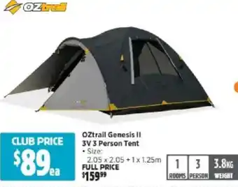 Anaconda OZtrail Genesis II 3V 3 Person Tent offer